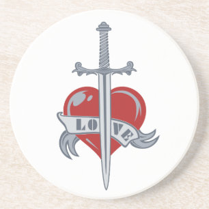 En Grès Dessous de verre personnalisé Love Sword