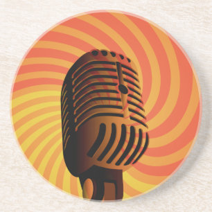 En Grès Dessous de verre personnalisé Retro Microphone