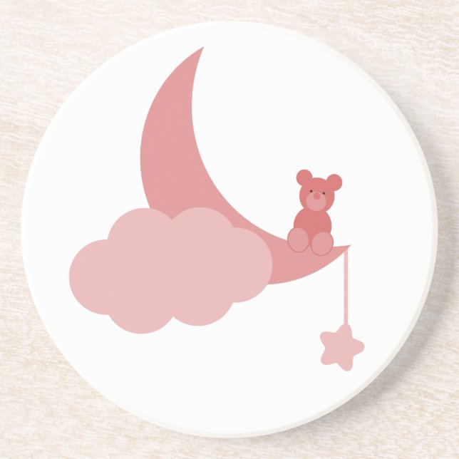 En Grès Dessous de verre Petit Ours Rose (Devant)