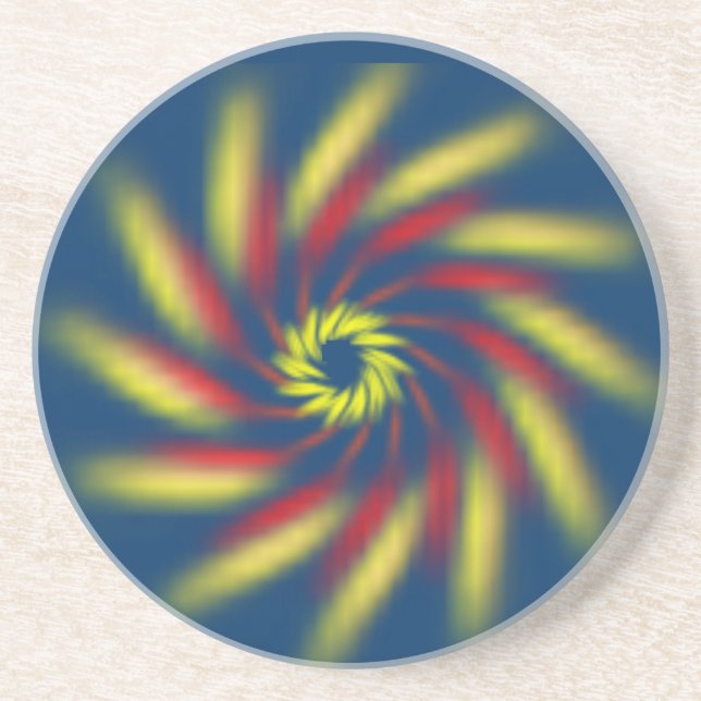 En Grès Dessous de verre - Pinwheel sur Bleu (Devant)