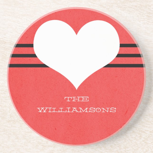 En Grès Dessous de verre Red Modern Heart (Devant)