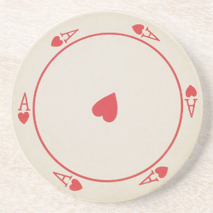 En Grès Dessous de verre ronds de cartes de jeu