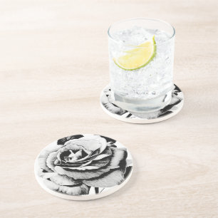 En Grès Dessous de verre Roses gravés
