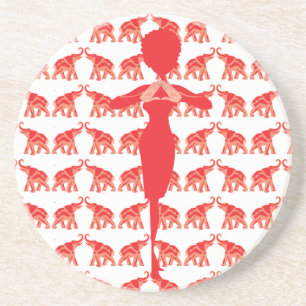 En Grès Dessous de verre rouges de boissons d'éléphant