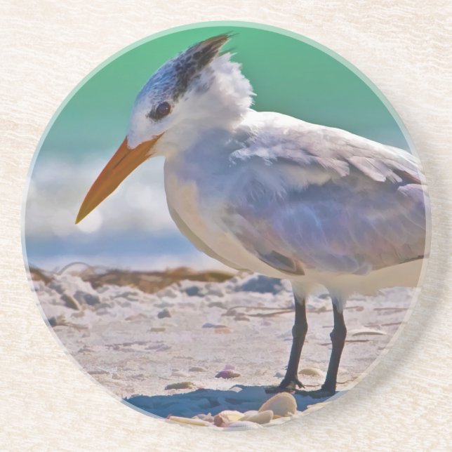 En Grès Dessous de verre royaux d'oiseau de sterne (Devant)