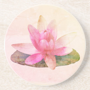 EN GRÈS DESSOUS DE VERRE SANDSTONE : LOTUS ROSE