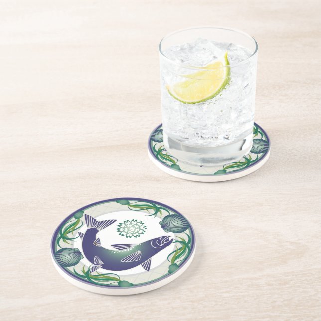 En Grès dessous de verre saumon (Côté)