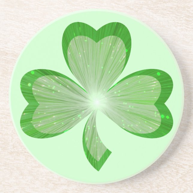 En Grès dessous de verre shamrock vert (Devant)