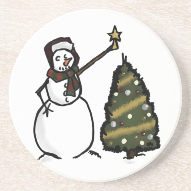 En Grès Dessous de verre Snowman (Devant)