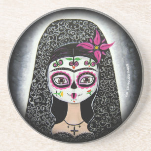 En Grès Dessous de verre squelettiques de visage