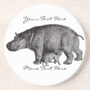 En Grès Dessous de verre vintages d'hippopotame