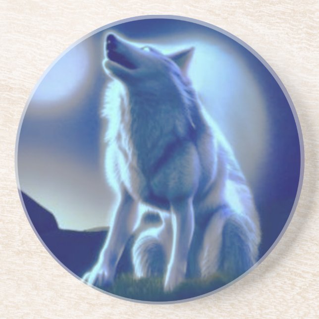 En Grès Dessous de verre Wolf Howling (Devant)