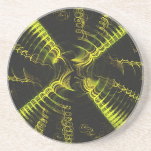 En Grès Divers série-18— jaune Dessous de verre jaune 1 de