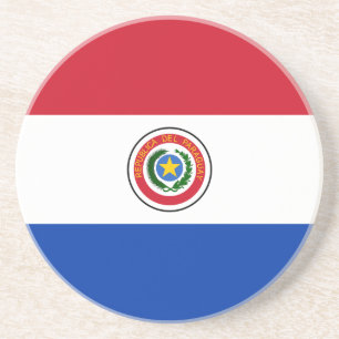 En Grès Drapeau du Dessous de verre paraguayen