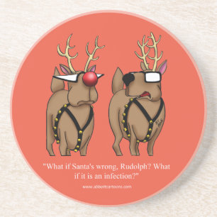 En Grès Drôle Reindeer Humour de vacances Dessous de verre