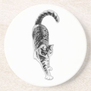 En Grès Ensemble de Dessous de verre de chats étants paisi