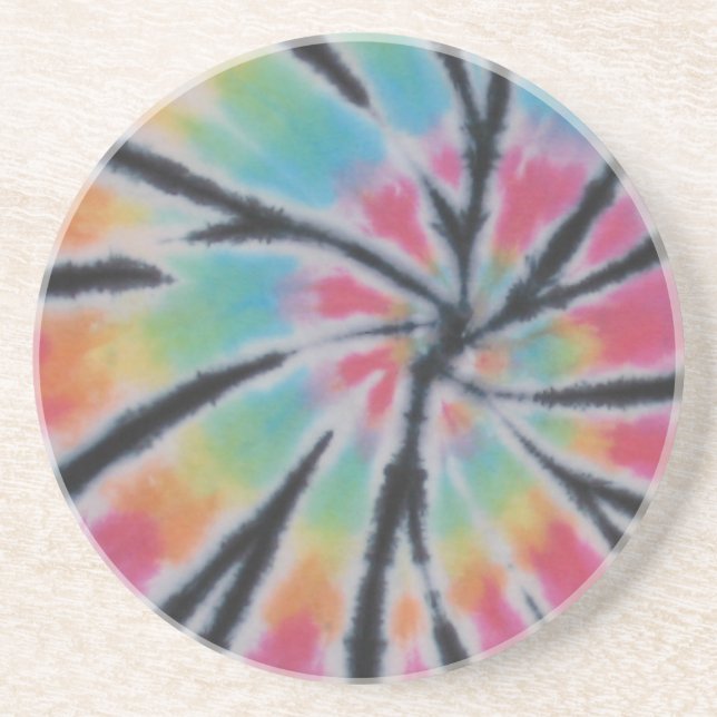 En Grès Ensemble de Dessous de verre Rainbow Tie Dye Swirl (Devant)
