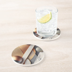 En Grès Ensemble élégant de Dessous de verre géométriques 