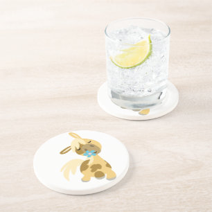 En Grès Fleur bleue et joli Dessous de verre de caricature