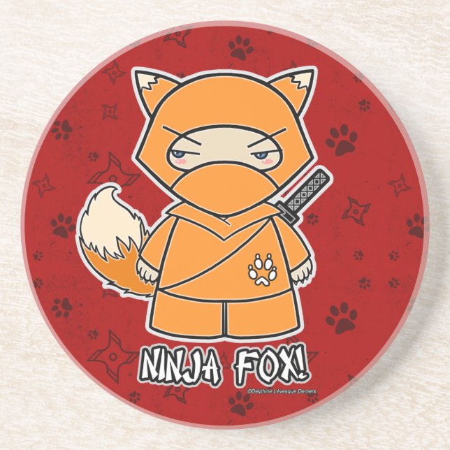 En Grès Fox de Ninja ! Dessous de verre de rouge de (Devant)