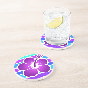 En Grès Hibiscus dessous de verre à fleurs tropicales - vi