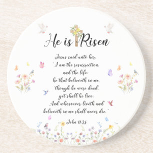 En Grès Il est ressuscité - Dessous de verre de Pâques