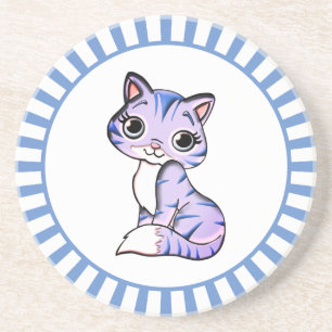 En Grès Joli chaton de dessin animé & dessous de verre à r