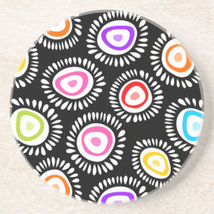 En Grès Joli dessous de verre coloré de fleurs funky