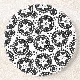 En Grès Joli dessous de verre de fleurs blanches noires