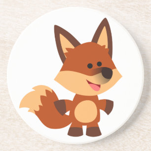 En Grès Joli Dessous de verre Innocent Cartoon Fox