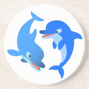 En Grès Joli jeu Dessous de verre de dauphins de dessin