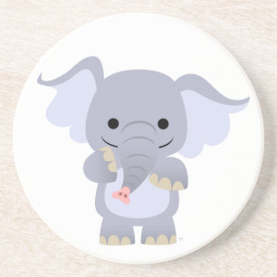 En Grès Joyeux Dessous de verre d'éléphant de dessin animé