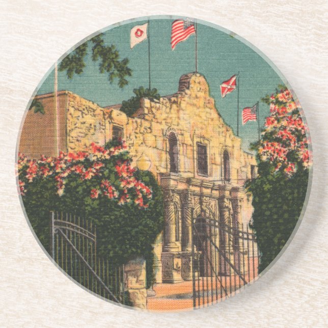 En Grès Les Dessous de verre Vintages de l'Alamo au Texas (Devant)