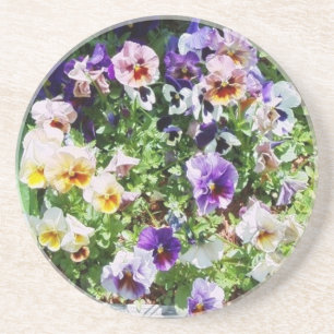 En Grès Lit de Dessous de verre Pansies