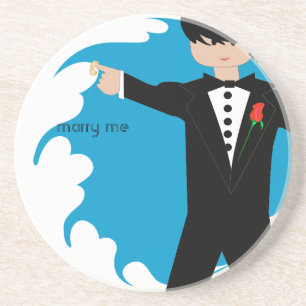En Grès Marry Me Tuxedo Damask Edge Dessous de verre