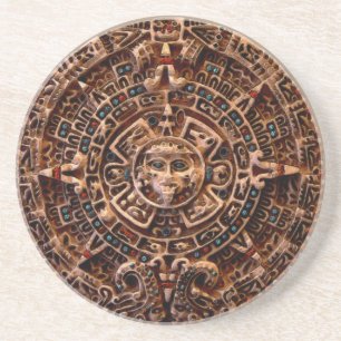 En Grès Mayan, Aztec Dessous de verre Sandstone Calendrier