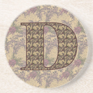 En Grès Monogramme Initial D Élégant Dessous de verre Flor