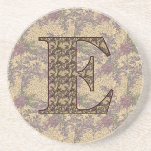 En Grès Monogramme Initial E Élégant Dessous de verre Flor