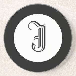 En Grès Monogramme noir et blanc Dessous de verre personna
