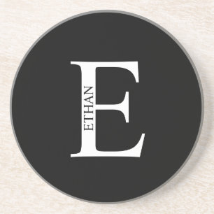 En Grès Monogramme personnalisé et nom Dessous de verre de