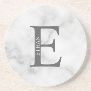 En Grès Monogramme personnalisé et nom Dessous de verre de