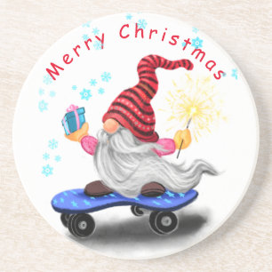 En Grès Noël Dessous de verre cadeau Patinage cadeau Gnome