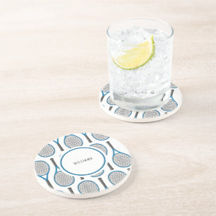En Grès Nom personnalisé Dessous de verre de raquette de t