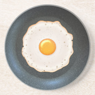 En Grès Oeuf au plat dans la casserole - dessous de verre