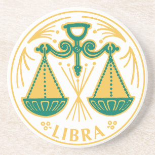 En Grès Panneau Libra du Zodiaque sur un Dessous de verre