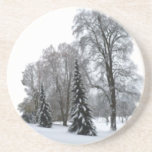 En Grès Paysage d'hiver Dessous de verre neigeux Forêt cou