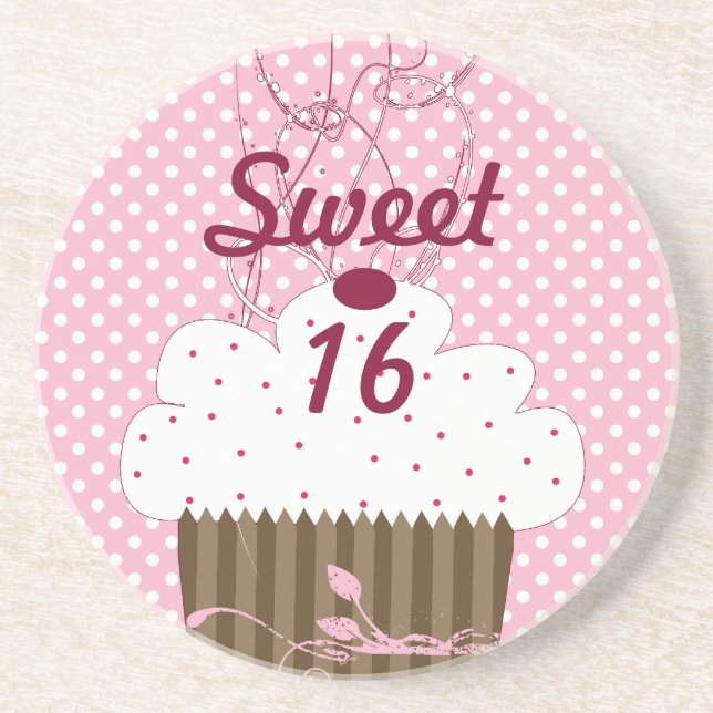 En Grès Points doux 16 Dessous de verre Cupcake (Devant)