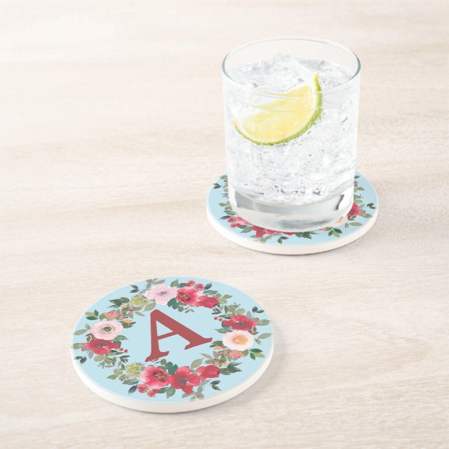 En Grès Roses sauvages avec Dessous de verre  Arrière - pl (Côté)