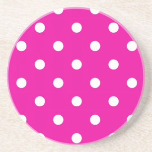 En Grès Série Polka Dot - dessous de verre rose et blanc