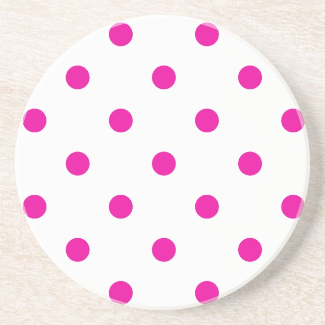 En Grès Série Polka Dot - dessous de verre rose et blanc (Devant)